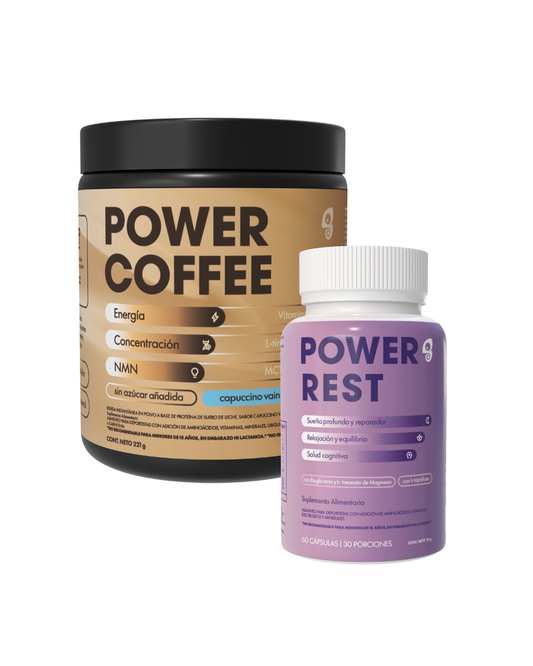 PACK 1 POWER COFFEE CAPUCCINO VAINILLA (ENERGIA Y FOCUS) + 1 POWER REST (DUERME PROFUNDO)