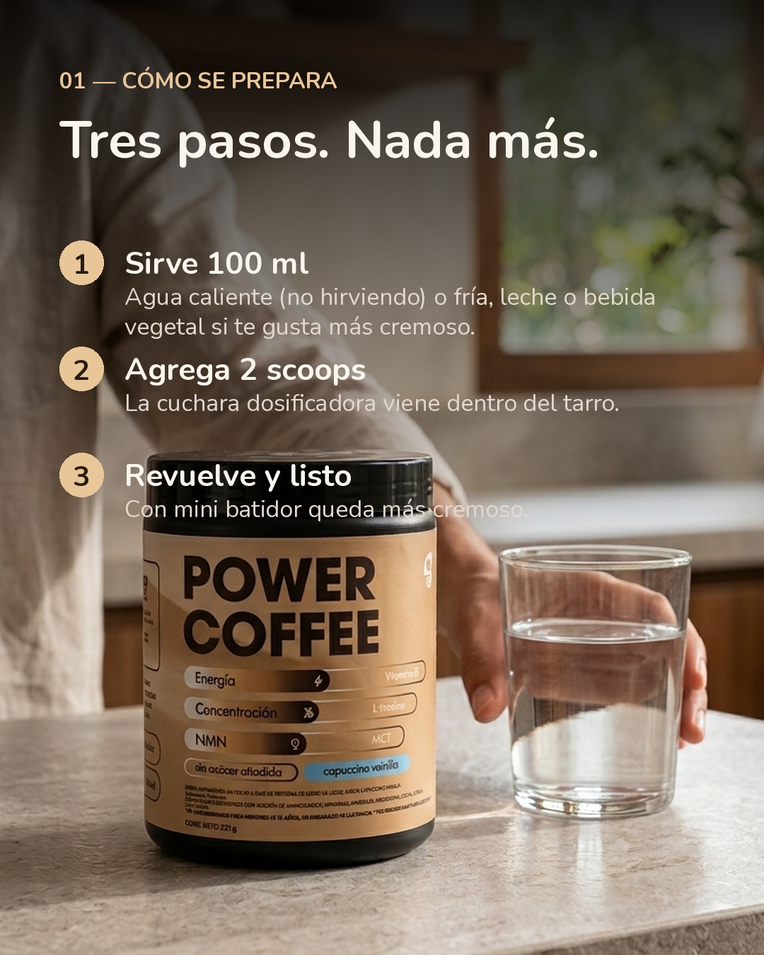 Pack 2 x Power Coffee - Cappuccino Vainilla (Café Instantáneo Funcional Cappuccino Vainilla: Energía y Focus)- 442 G - 40 Porciones
