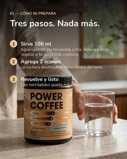 Pack 2 x Power Coffee - Cappuccino Vainilla (Café Instantáneo Funcional Cappuccino Vainilla: Energía y Focus)- 442 G - 40 Porciones
