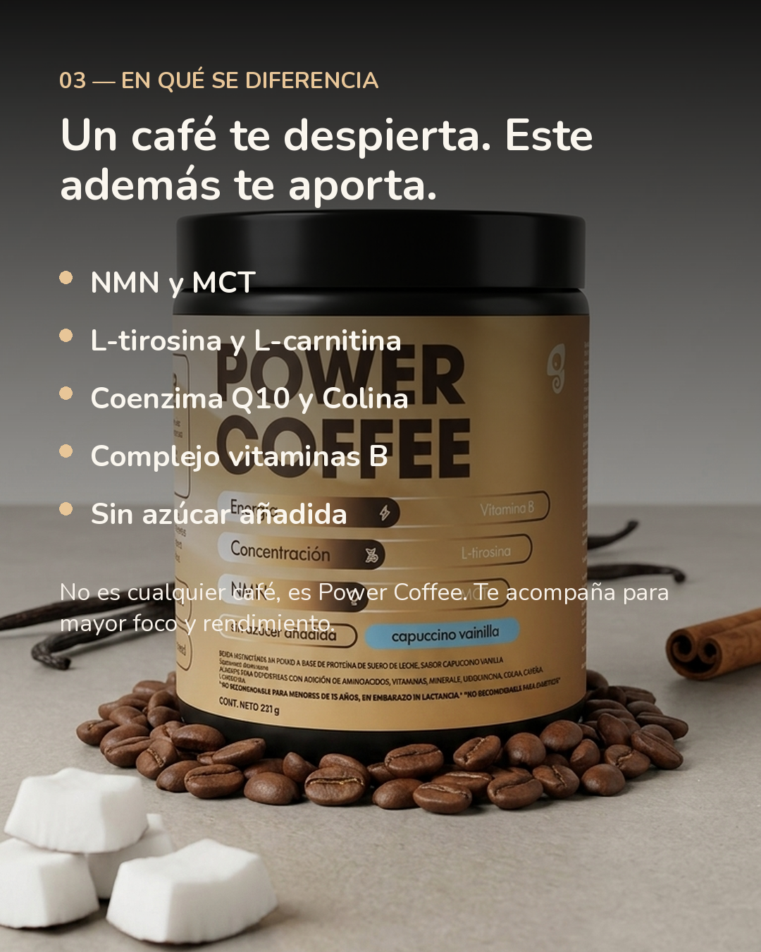 Pack 2 x Power Coffee - Cappuccino Vainilla (Café Instantáneo Funcional Cappuccino Vainilla: Energía y Focus)- 442 G - 40 Porciones