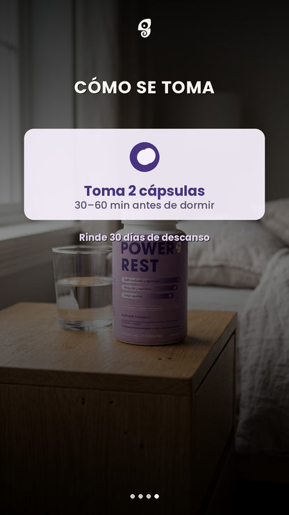 Power Rest (Suplemento para Dormir con Magnesio y Triptófano: Duerme Profundo) - 60 cápsulas - 30 Porciones